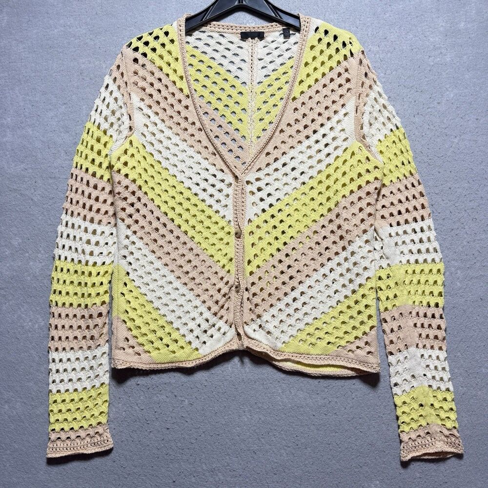 ATM ANTHONY THOMAS MELILLO Mercerized Cotton Cord Cardigan In Lemon Chiffon SZ L